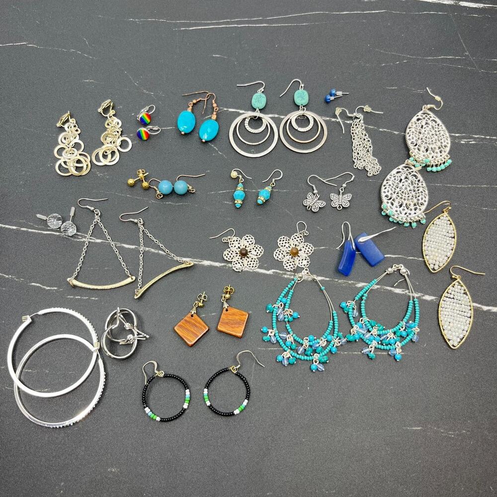 Bulk Wearable Jewelry Lot 21 Pairs Assort Costume Earrings Fashion Accessory Set